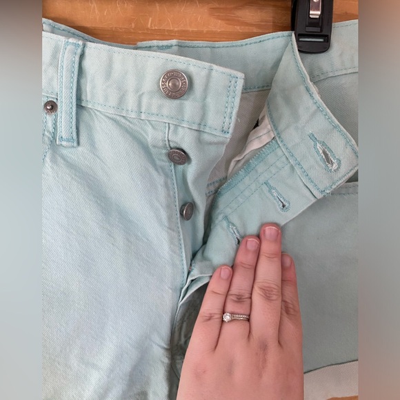 Levi's 501 sky blue denim button fly cutoff shorts size W30 - Picture 4 of 9